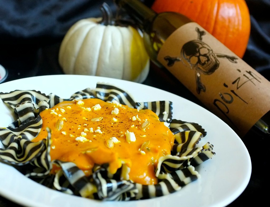 rto butternut squash sauce and black and white bow tie pasta